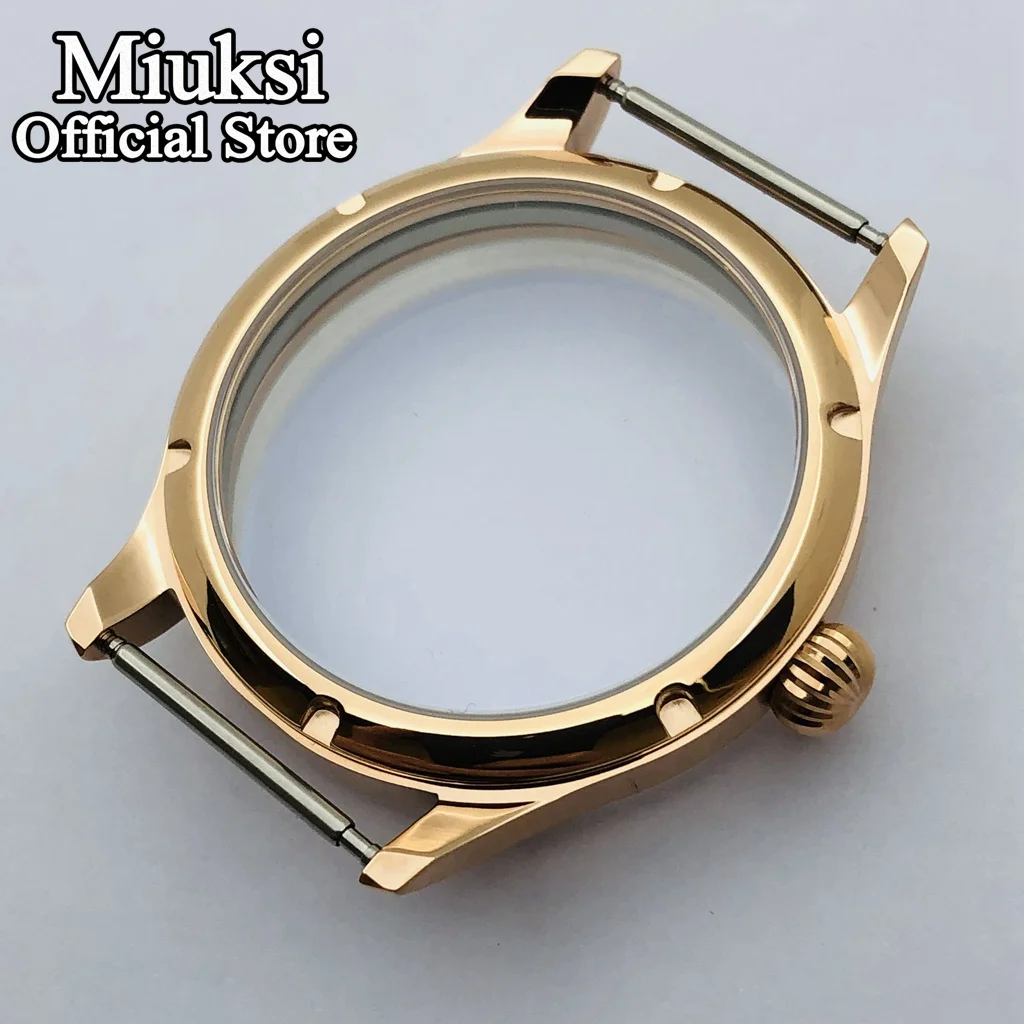 Miuksi 44mm rose gold stainless steel case fits ETA 6497 6498 Seagull ST3600 ST3620 ST36 series movement