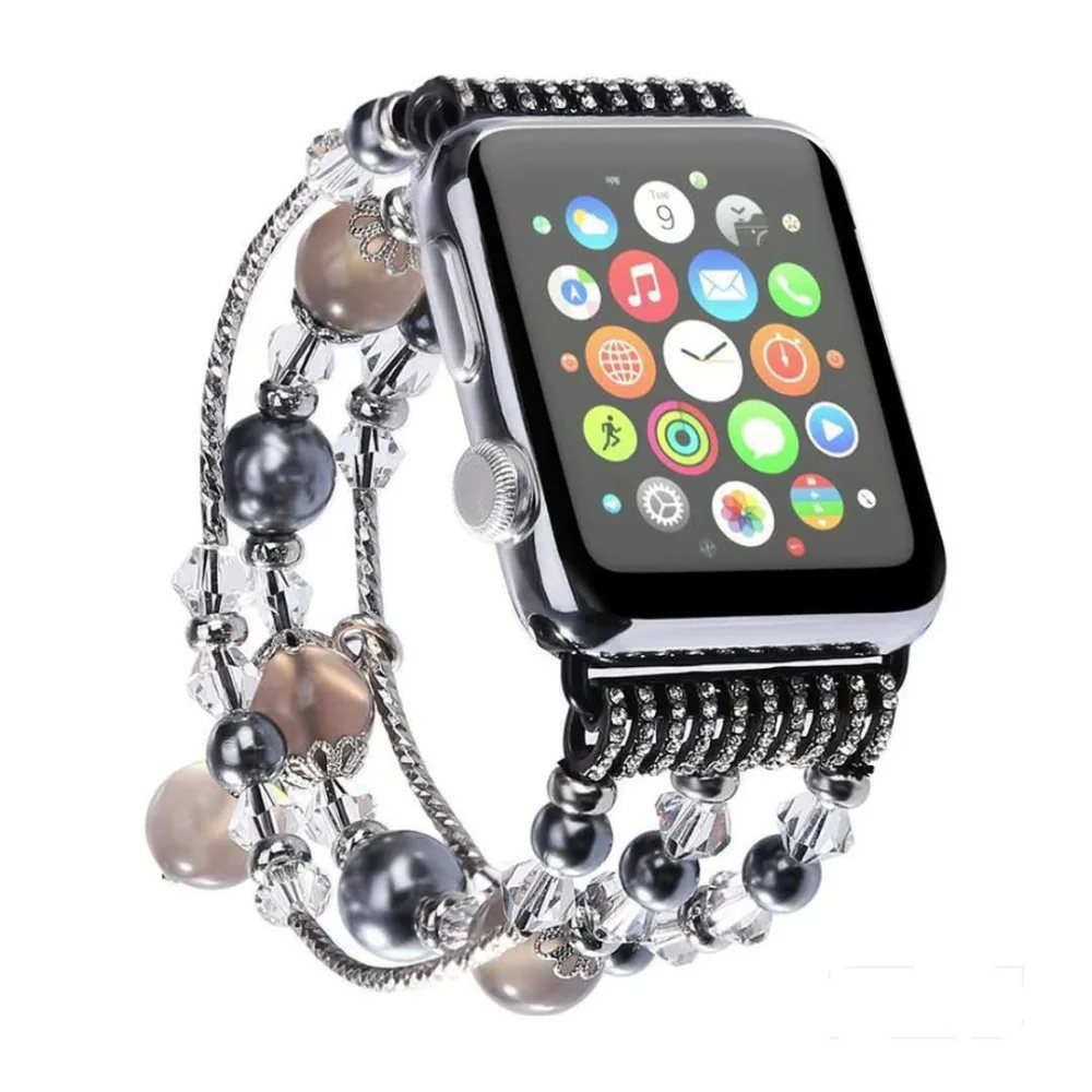 Cinturino in agata naturale per Apple watch 40mm 38 41mm 44mm 45mm 49mm bracciale con diamanti cintura moda donna serie iwatch SE 6 7 8 ultra