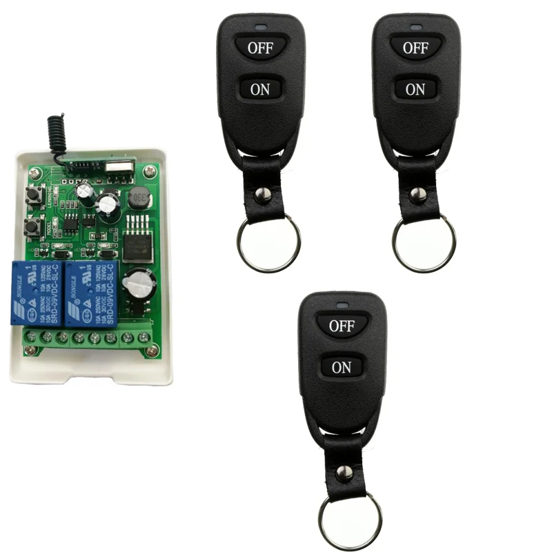 Wireless Remote Control Light Switch 10A Relay Output Radio DC12V-48V 2 Channel Receiver Module + Belt buckle Transmitter