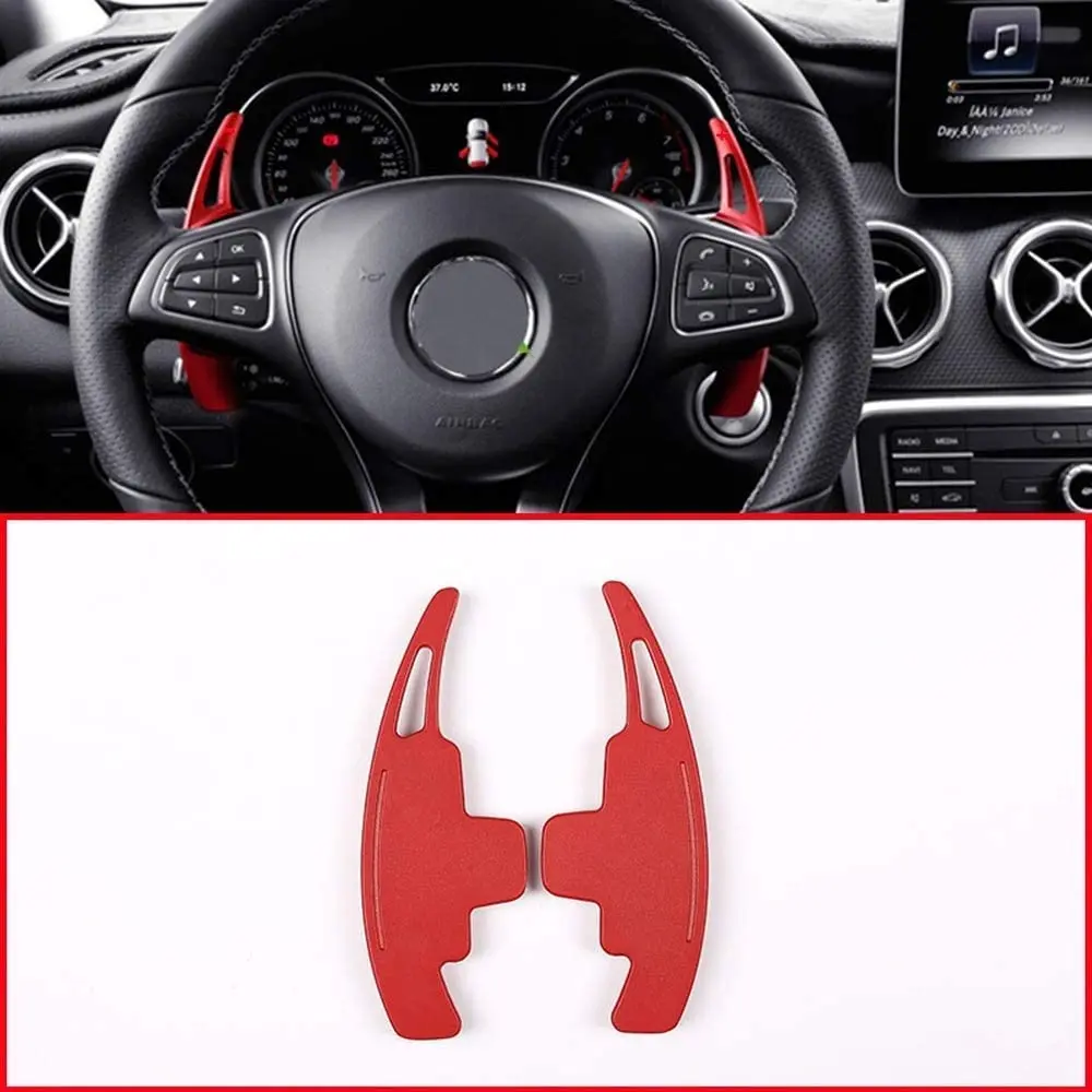 

2pcs GSD Aluminum Alloy Compatible with for Mercedes Benz C GLC W205 X253 E Class w213 Car Steering Wheel Shift Paddle (Red)