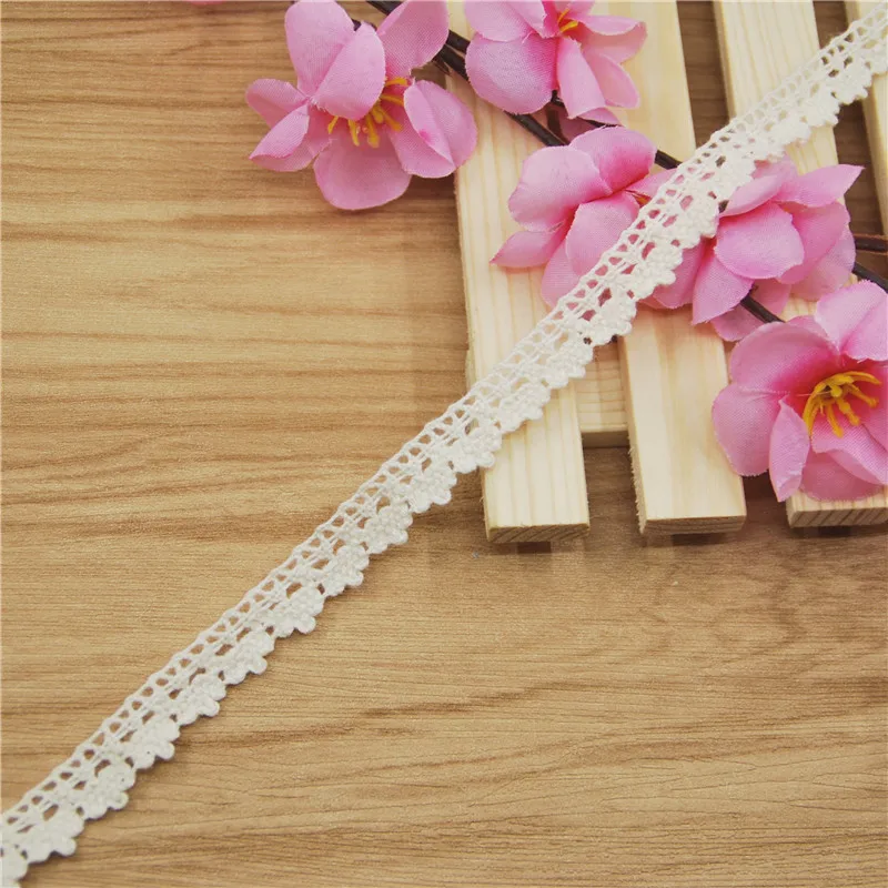 10mm Cotton Lace Trim Ivory Fabric Sewing Accessories Cloth Wedding Dress Decoration Ribbon Craft Supplies 100yards LC021