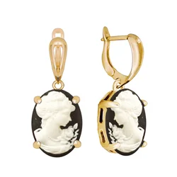 Fashion 6 Colors Gray Lady Queen Cameo Earrings For Women Gold Color Special Hook Pink White Cameo Claw Earring