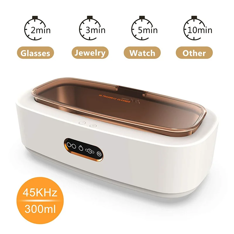 Cleaner Professional 300ml Ultrasonic Jewelry Cleaner Machine with 4 Cleaning Modes Watch Holder for Jewelry Necklaces Rings