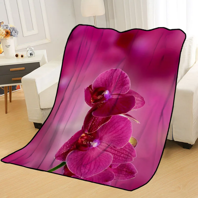 Personalized Blankets Custom Orchid Flowers Blankets for Beds Soft TR DIY Your Picture Dropshipping Throw Travel Blanket