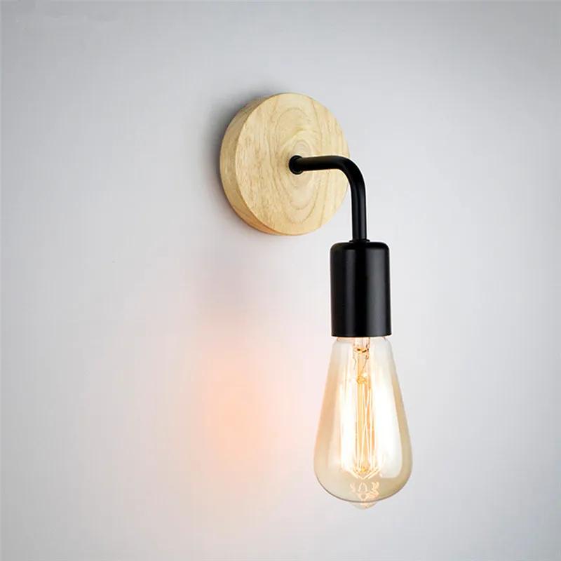 

220V Wood Industrial Loft Wall Lamp E27 Vintage Retro Wall Light Fixtures For Living Room Loft Home Indoor Sconce Lighting Decor