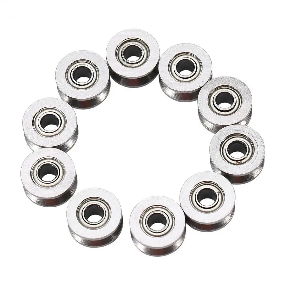 Factory Price 10Pcs U624ZZ U Groove Ball Bearing Guide Pulley For Rail Track Linear Motion System 4X13X7mm Mounted Bearing