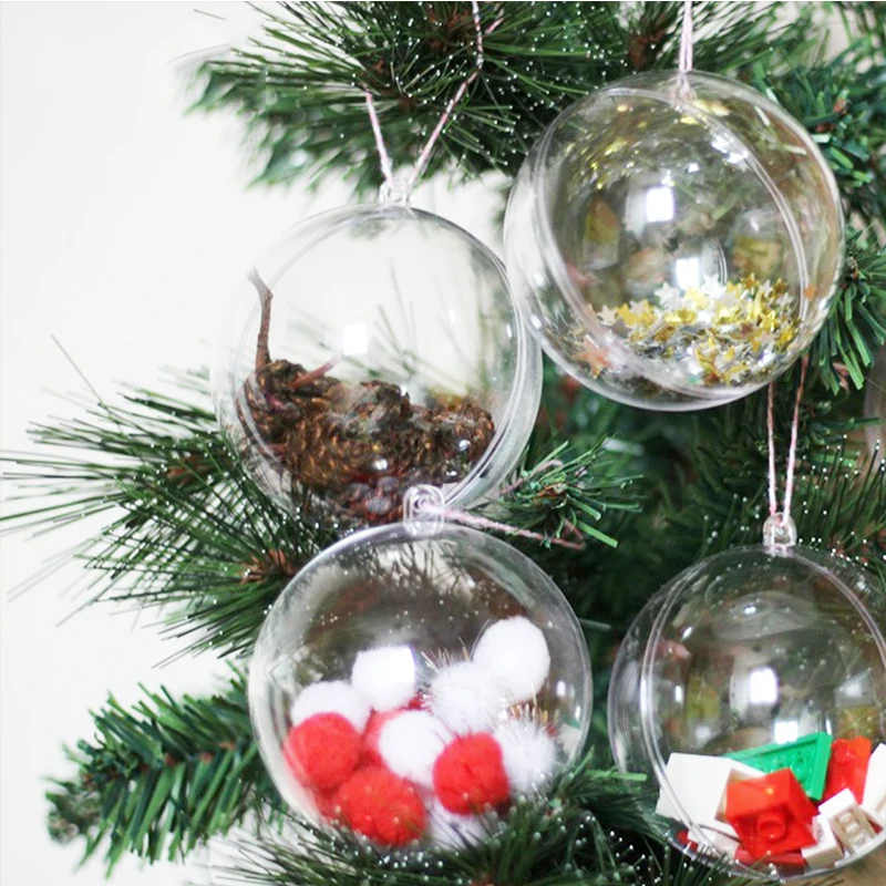 

Wholesale Christmas Pet Ornament Ball Decoration Transparent Plastic Xmas Hanging Clear Ball Merry Christmas 8cm Indor Gift