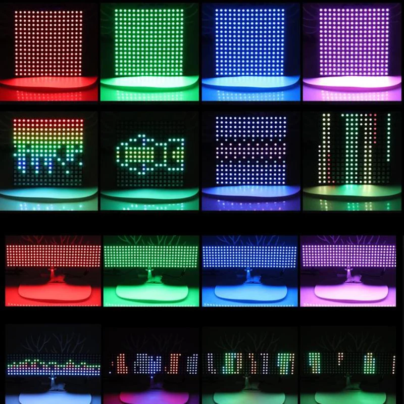 WS2812B RGB 5050SMD Pixel Led Panel 4X12 8X8 16x16 8x32 Elastyczny moduł ekranu matrycowego WS2812 Indywidualnie adresowalny IC DC5V