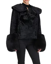 Zirunking Reale Cappotto di Pelliccia tinto Karakul Agnello Giacca Con pelliccia di Visone di Lusso Nobile Della Pelle Short Classic Increspato Delle Donne Del Collare Outwear ZC2020