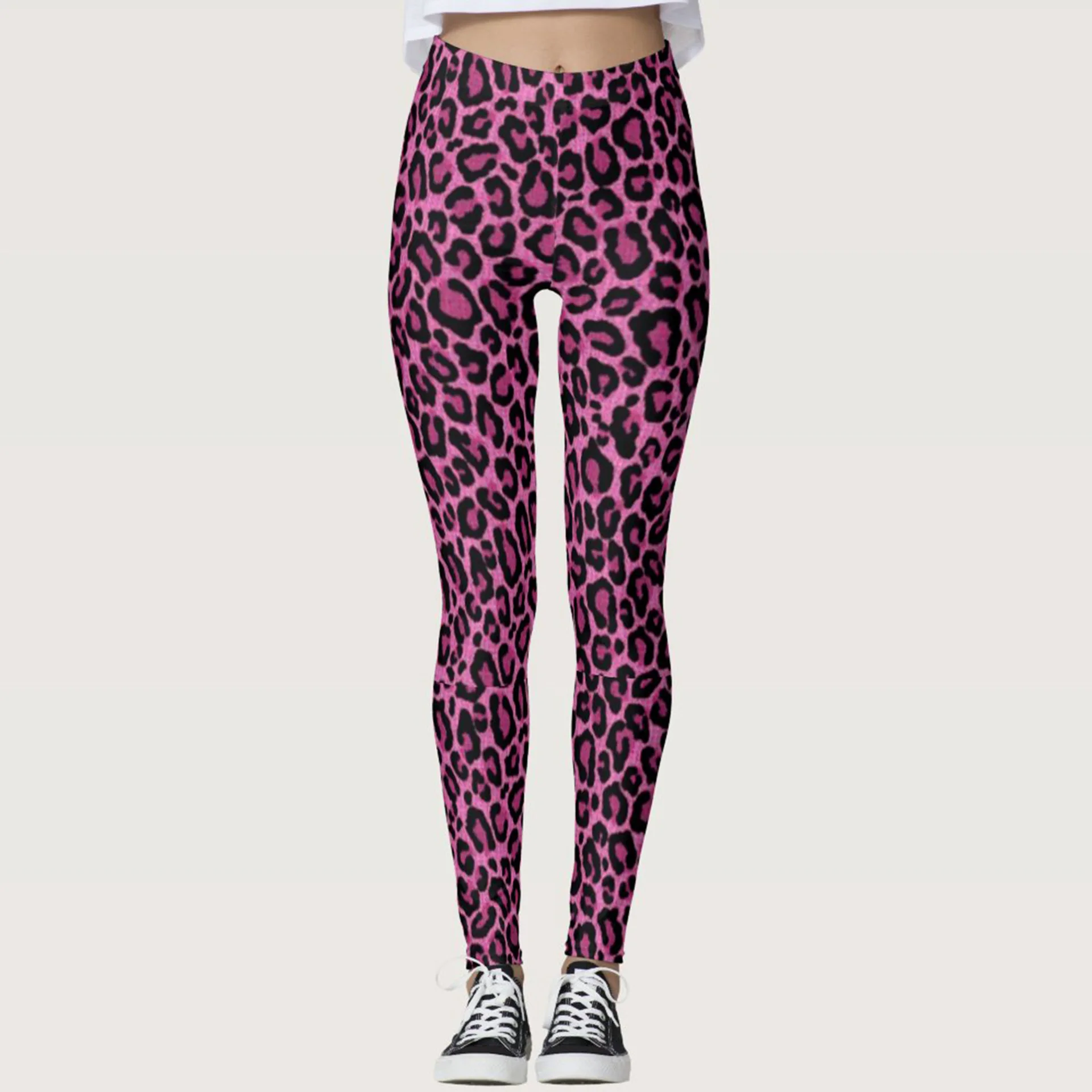 Female Workout Pants High Waist Fitness Legging New Style Pink Leopard Print Leggins Women Leggings Slim Trousers