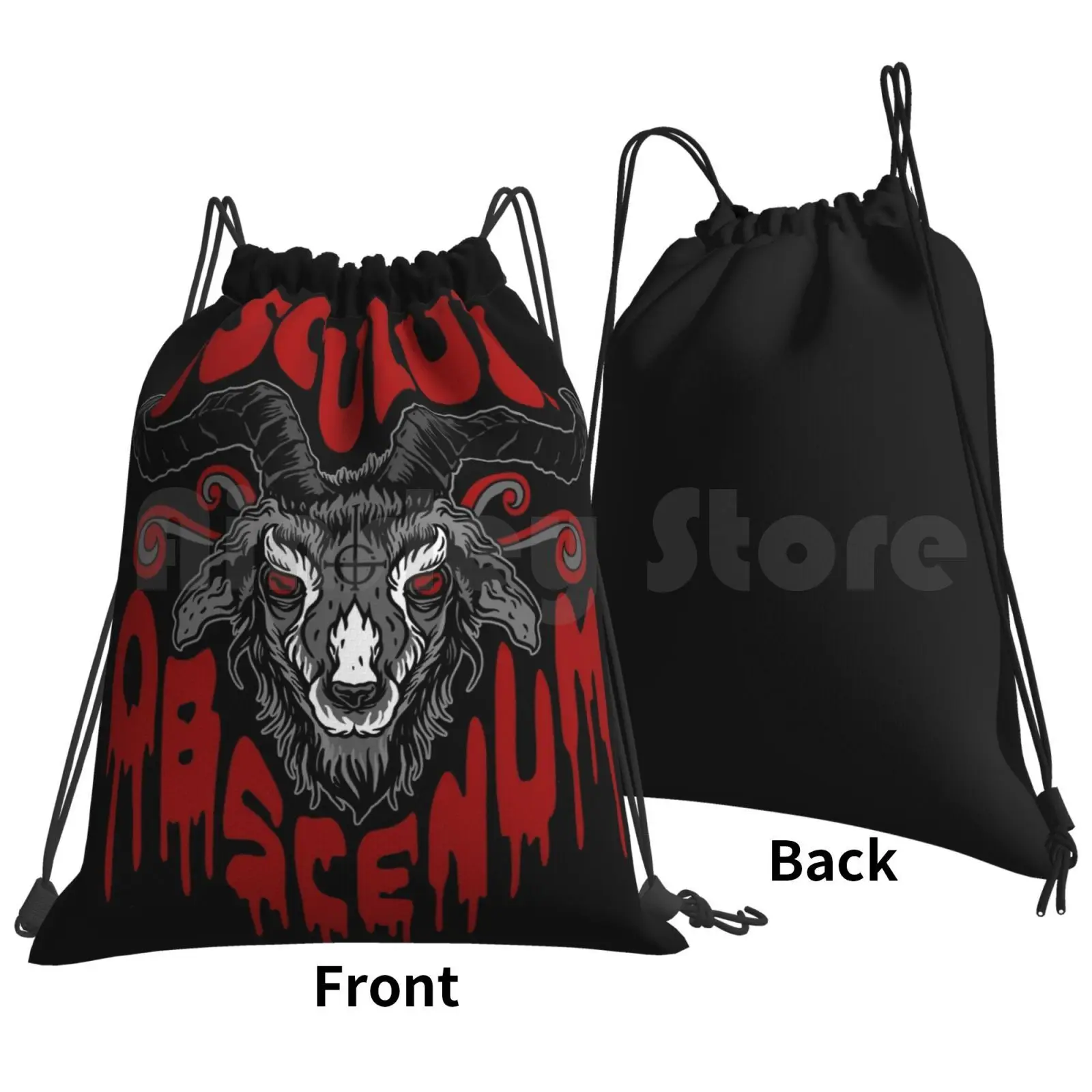 Osculum Obcenum Backpack Drawstring Bag Riding Climbing Gym Bag Kiss The Goat Go Goat Kiss Ghost Band Ghost Bc Goat Satan