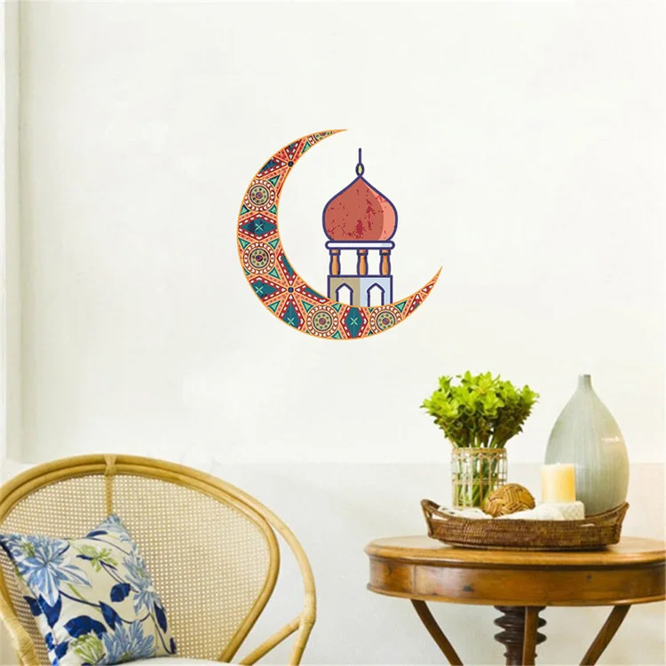 Klassischer Halbmond-Wandaufkleber im Schloss-Stil, Ramadan-Festdekoration, Tapete für Wohnzimmer-Hintergrund, Heimdekor-Aufkleber – Detail 4