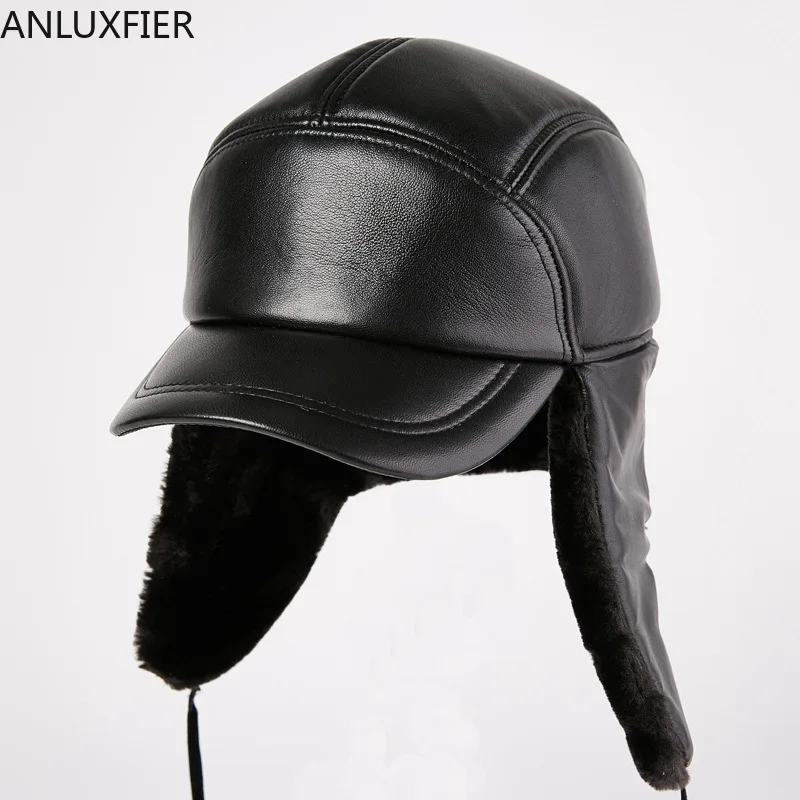 Men's Ear Protection Baseball Cap Elderly Lei Feng Hat Men's Winter Warm Outdoor Fur Hats Man's Leather Hat Parchment Hat B-8814