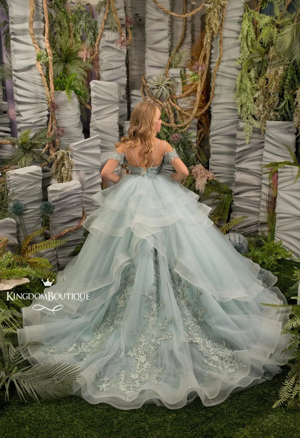 Vestidos de flores para niña para boda, apliques de encaje Floral, vestido de desfile con cuentas para niña pequeña, ropa Formal para graduación 2021