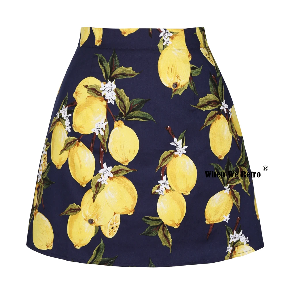 

2021 Floral Print Women Summer Skirt SS0008 Faldas Cortas Blue Lemon Printed Vintage Punk Cotton Sexy Y2K Short Mini Skirt