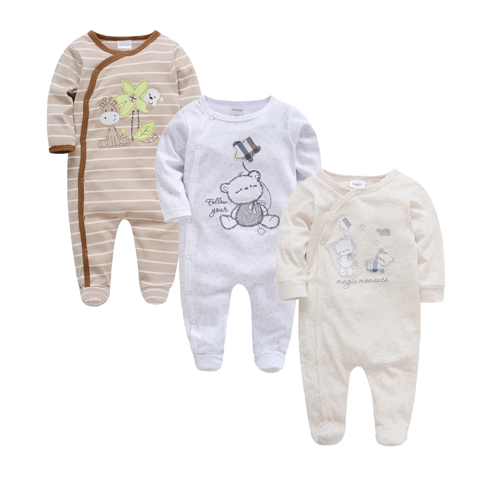 2024 2/3 pcs set Baby Rompers 0-12 months Cotton Autumn Winter Overalls Cartoon Print Newborn Clothes Infant Toddlers Jumpsuit