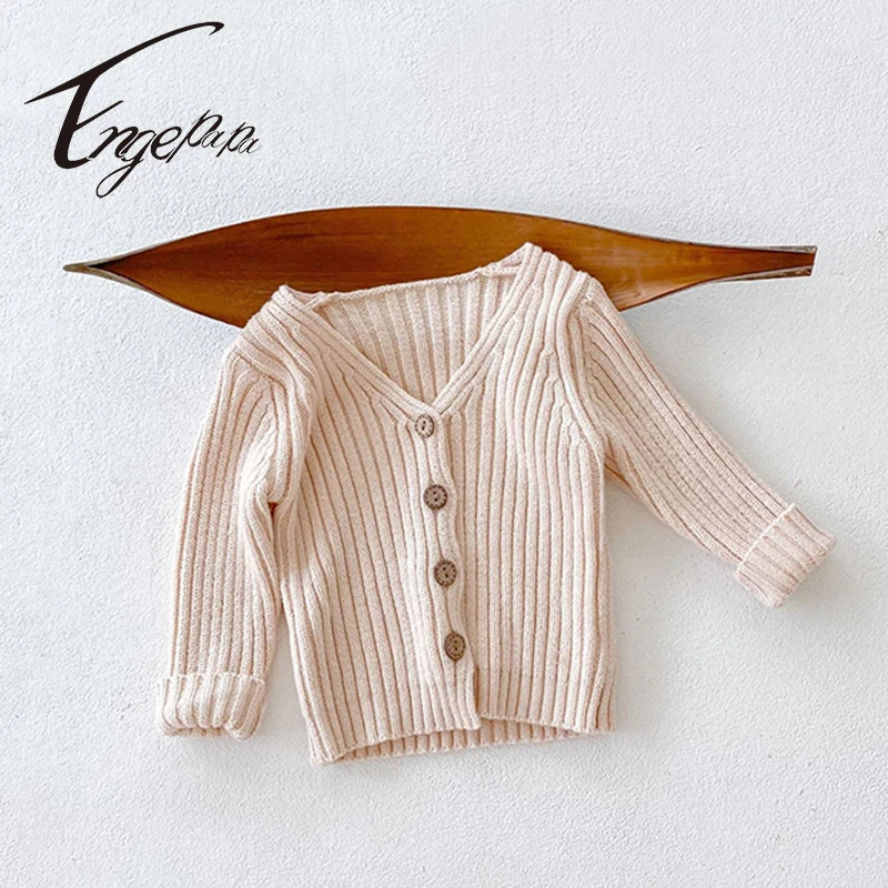 

Engepapa Baby Boy Girl Coat Knitted Pit Strip Pure Color Cardigan Long Sleeves Knitting Sweater Winter Toddler Baby Clothes