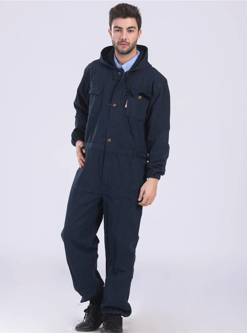 

Man Denim Siamese Hooded Overalls Welding Suit Spray Painter Machine Repairmen Coveralls Protective Labor Welding Clothing 4xl