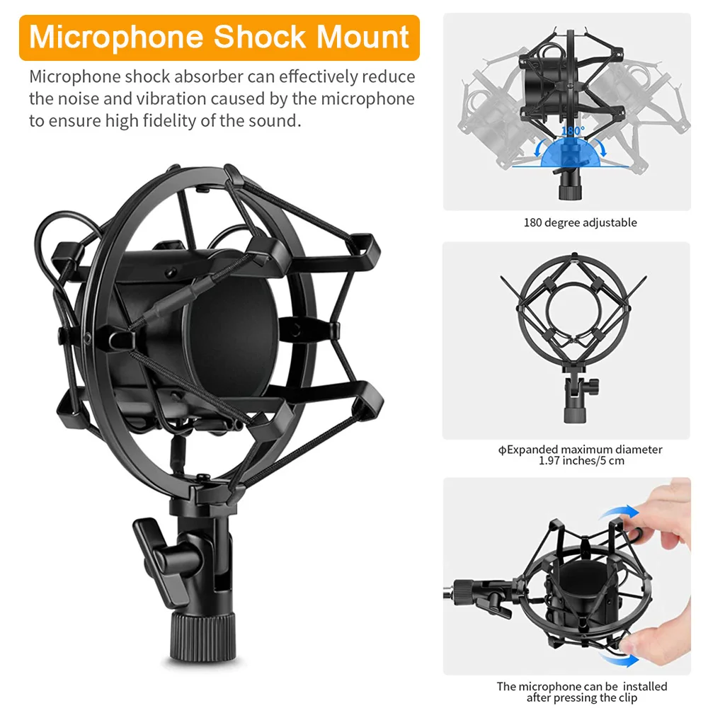 Microphone Stand With Metal Shock Mount For BM 800 Adjustable Desktop Mic Pop Filter stand Boom Arm For Blue Yeti