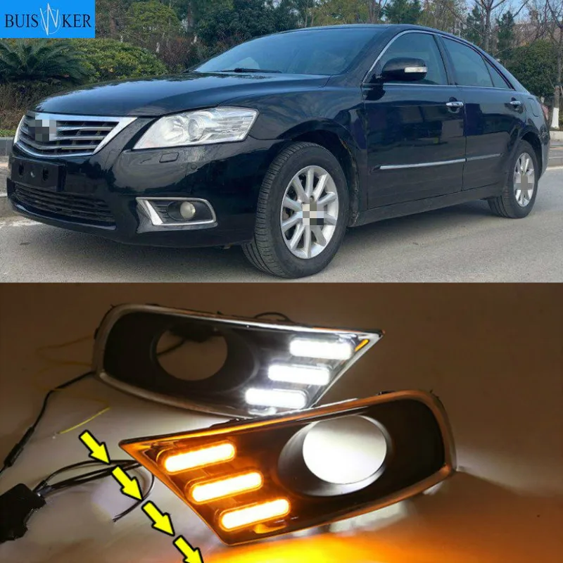 

2Pcs DRL For Toyota Camry 2009 2010 2011 Daytime Running Lights fog lamp cover Daylight Turn yellow