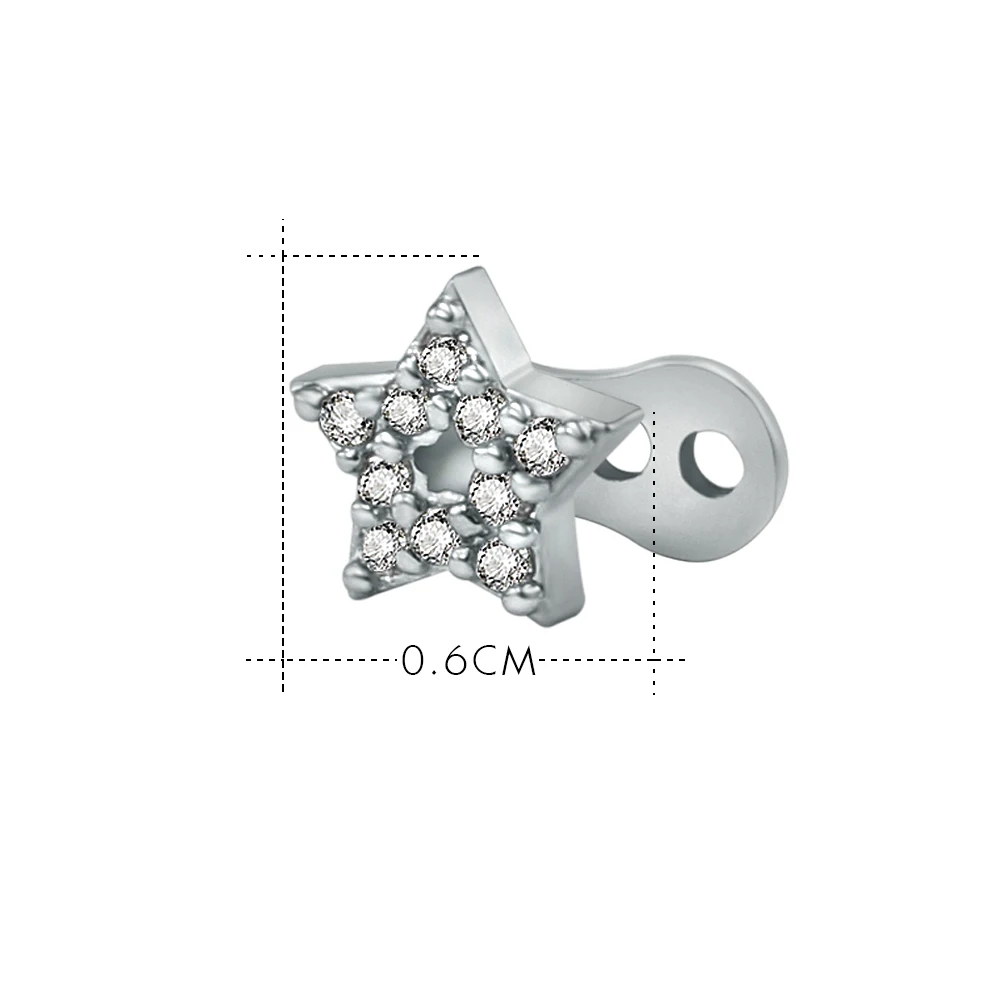 ZS 14 Styles Crystal Dermal Anchor for Women Surgical Steel CZ Rhinestone Dermal Surface Piercing Hiden Skin Diver Body Jewelry