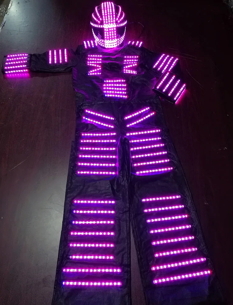 LED luminous Dance Costume Dance Robot costume Stilt stage dress remote control color changing electric Dance clothes