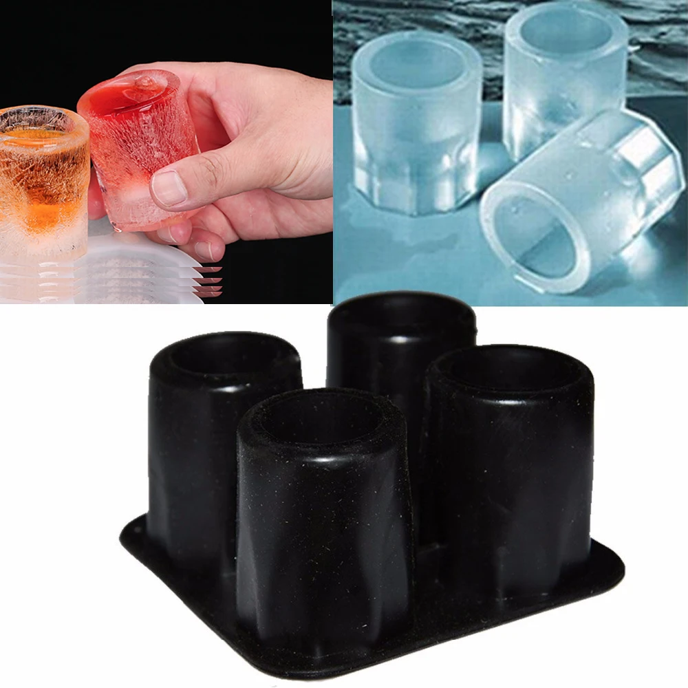 Silicone Shot Glass Mold for Resin & Frozen Whiskey Glass Ice Cubes Ice Tray – 4 Nice 2” x 1.3” round Ice Cups