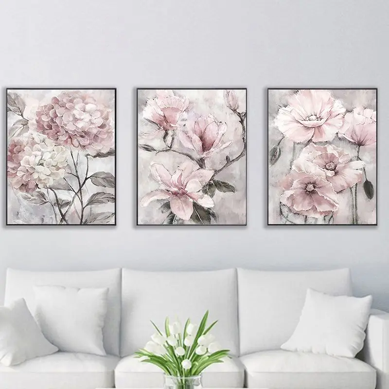 GATYZTORY DIY Pictures By Number Pink Flowers Kits Coloring By Numbers Drawing On Canvas HandPainted Picture Art Gift Home Decor