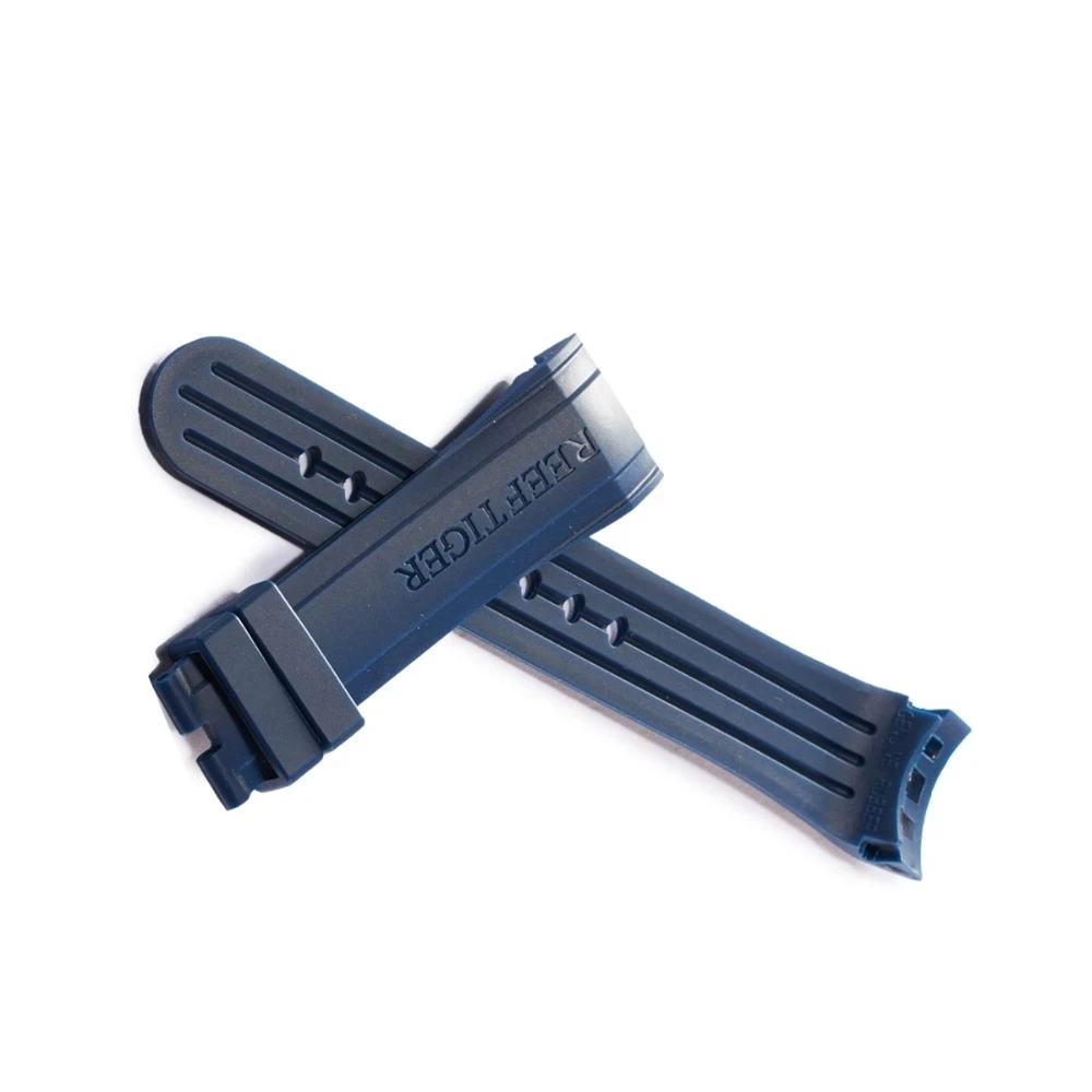 Reef Tiger/RT Men's Rubber Watch Band Waterproof Blue Durable Rubber Strap 24mm Width with Buckle RGA3503