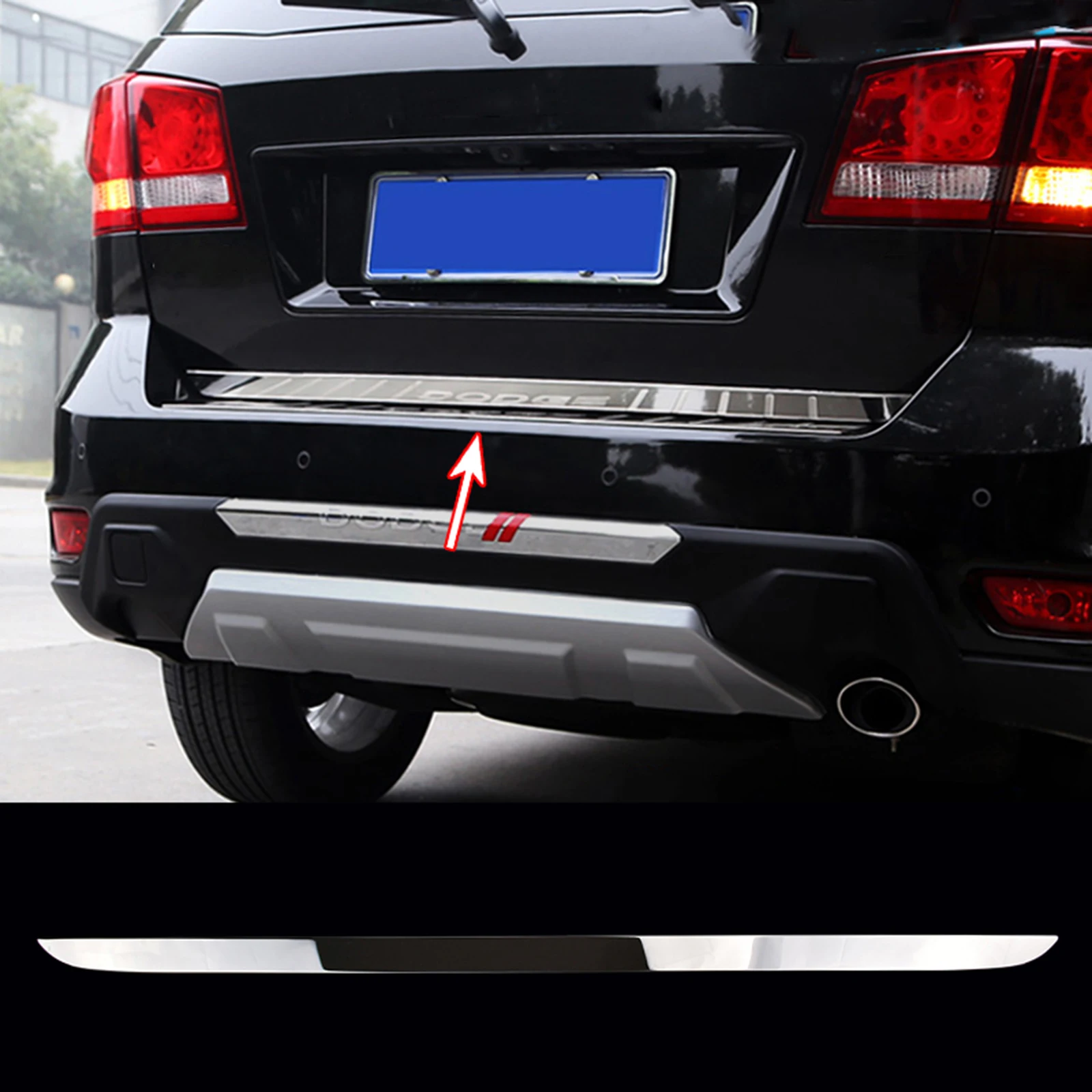 Rear Tail Trunk Tailgate Chrome Door Cover Trim Stainless Steel Molding Streamer For Dodge Journey JC Fiat Freemont 2009-2020