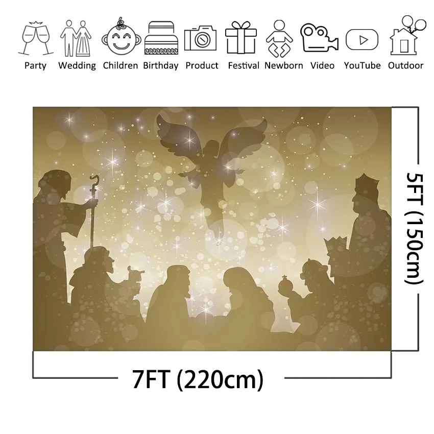 Mocsicka Jesus Love Kids Photography Backdrop Christmas Figurines Jesus Christ Scene Background for Photo Studio Photocall