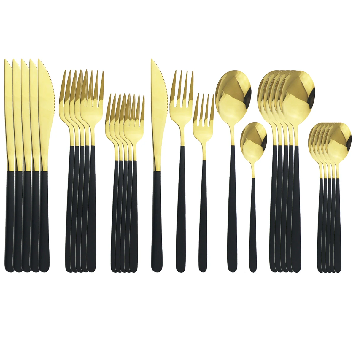 

30Pcs/set Black Gold Cutlery Set 18/10 Stainless Steel Dinnerware Silverware Flatware Set Dinner Knife Fork Spoon Dropshipping