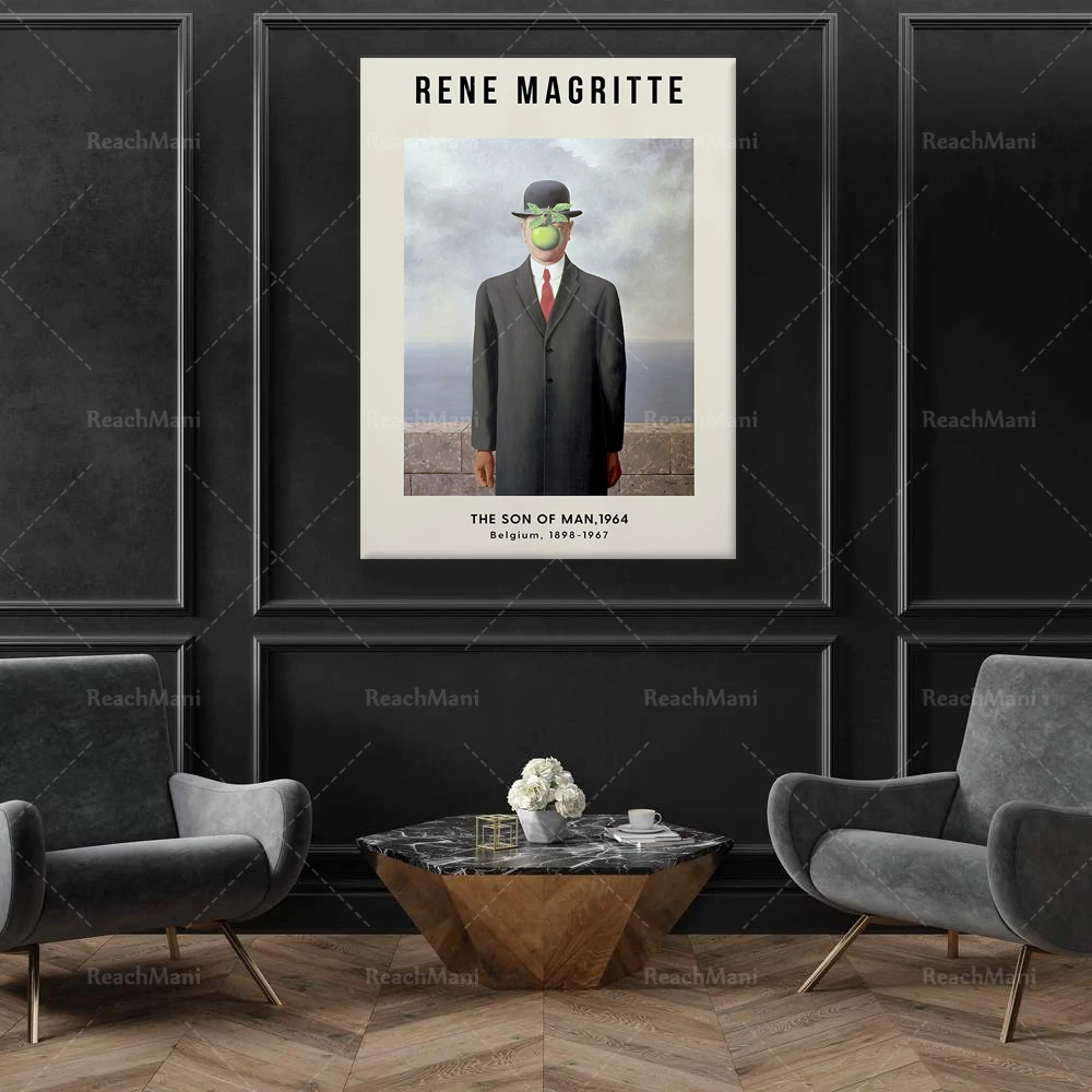 

Rene Magritte - The Son of Man, 1964 - Pipe - Poster -Canvas - Home Decor - Vintage Painting, Surrealism, Modern Art