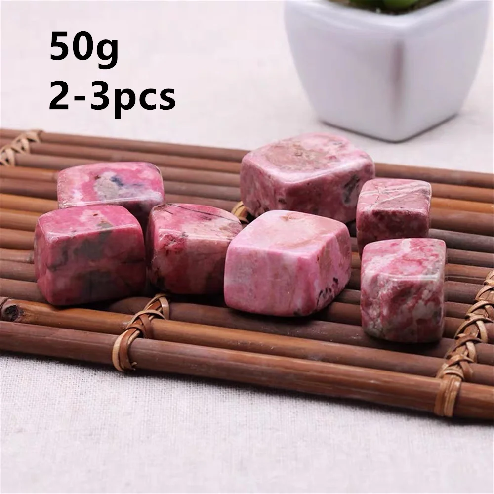 50G Natural Rhodonite Rose Quartz Crystal Rough Stone Specimen Healing Crystal Love Natural Stones And Minerals Fish Tank Stone