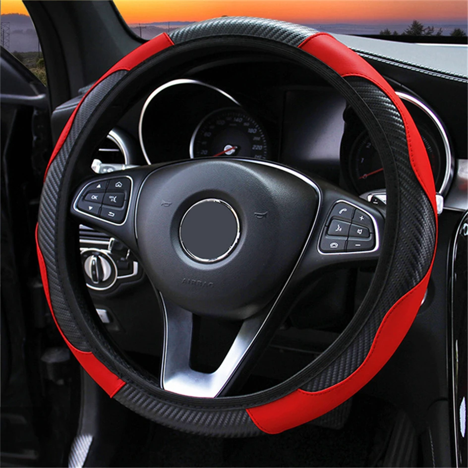 Universal Leather Car Steering Wheel Cover For Skoda Octavia 2 3 A7 Rapid Fabia Superb Kodiaq Karoq Citigo Anti-Slip Dust-proof