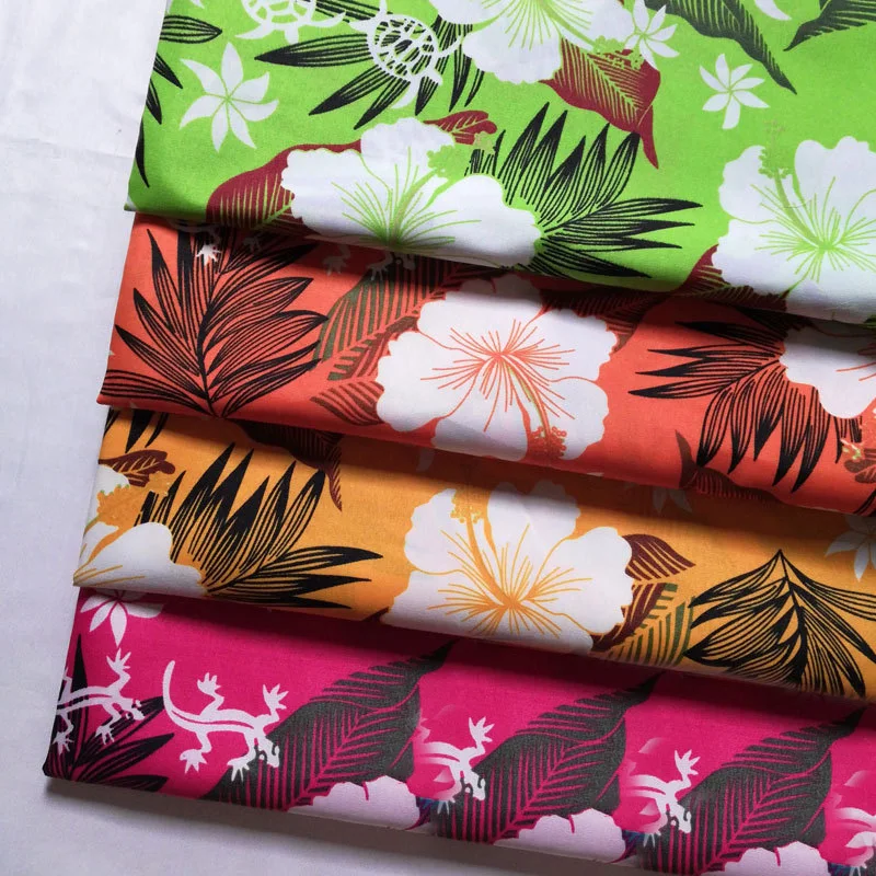 150x45cm Hawaiian Style Printed Fabric Cheap And Thin Peach Skin Fabric For Men's Beach Pants In Summer TJ0611