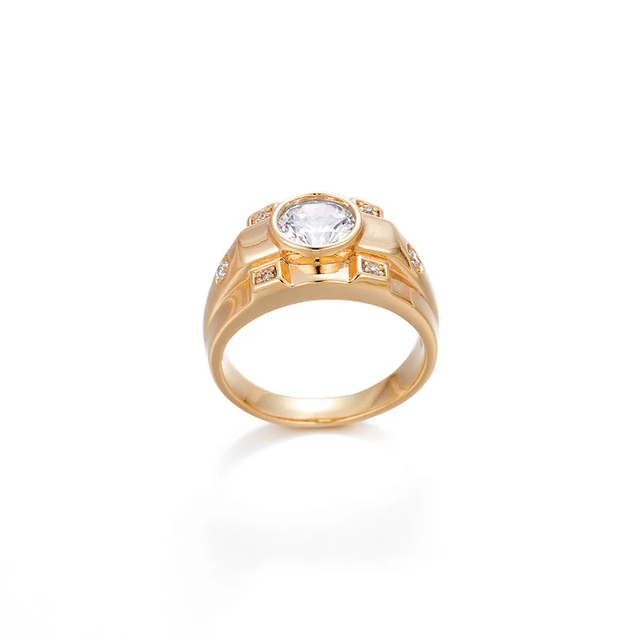 MxGxFam Rings for Men Fashion Jewelry Gold Color 18 k AAA+ Zircon