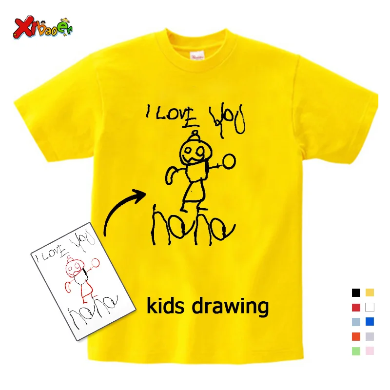 Kids T Shirt Drawing Boys Artwork Shirt Custom Girls T-shirt Picture Personalised T-Shirt Custom Design Your Own Printed T Shirt