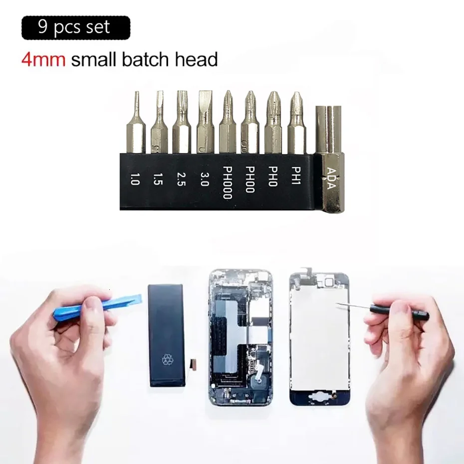 4mm Adapter 5~9Pcs Slotted Phillips CR-V precision Bits Set screwdriver Repair Mobile Phone Camera Computer Bit PH000-1 SL1-3