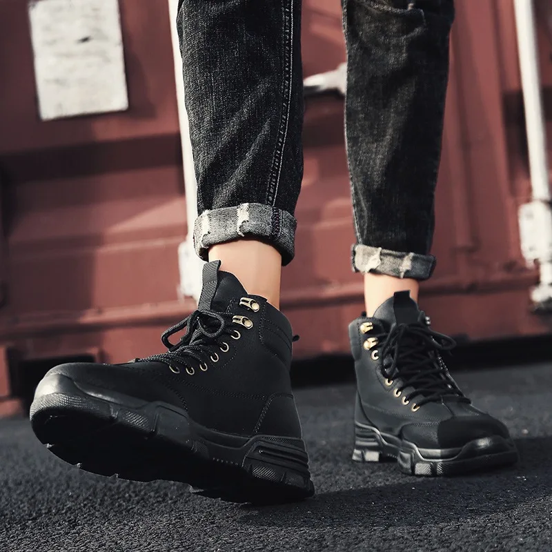 High-top men Boots winter new breathable Ankle Boots Male Lace Up slip Booties desert casual tooling Boots men shoes rrt67