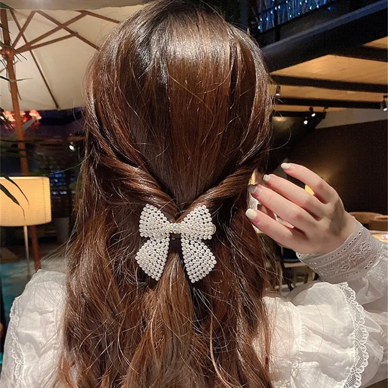 Shiny Bow Shaped Hairpin Full Rhinestone Inlaid Hair Clip Women Spring Hair Accessories for Daily Makeup LL@17