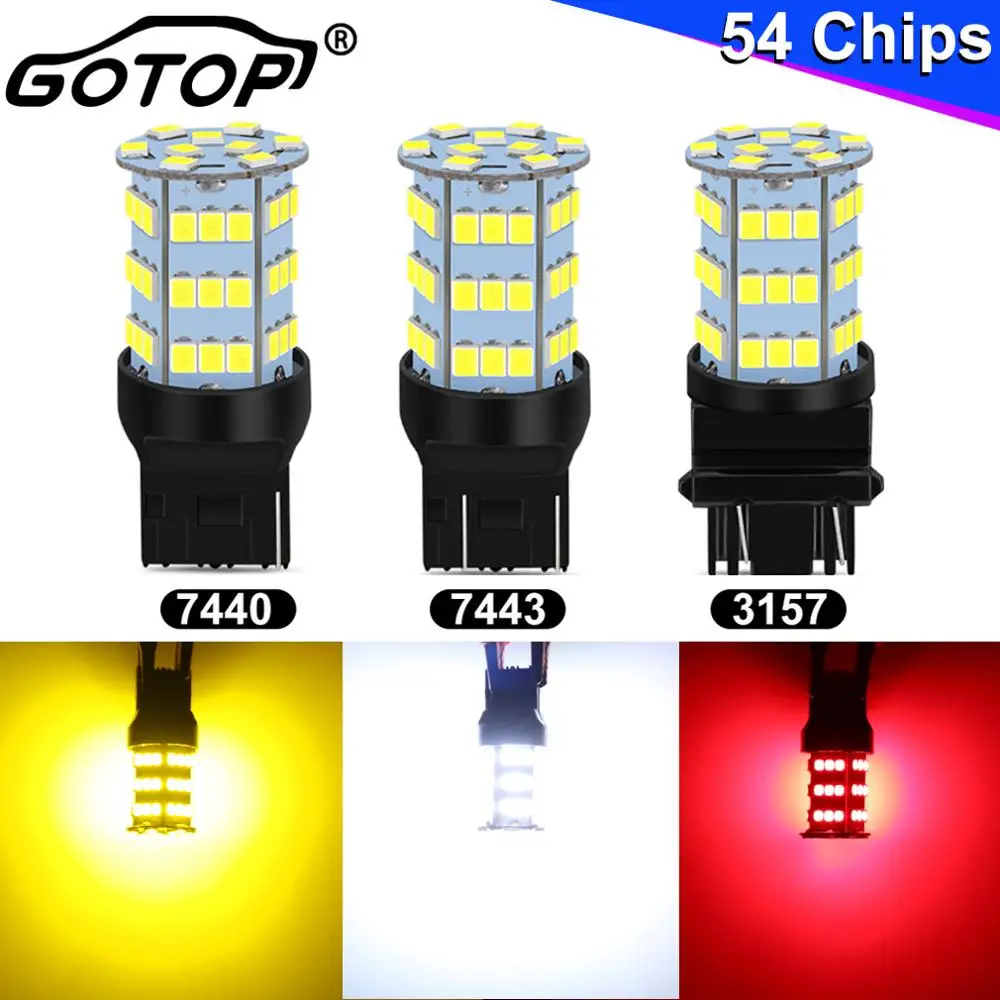 1pcs T25 3157 Car Turn Signal Light T20 7443 7440 LED Bulb W21W WY21W 54SMD 2835 Chips Auto LED Bulb Car Backup Light 12V 6000K