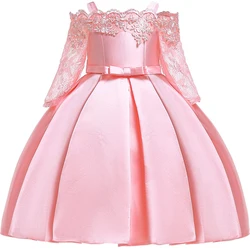 Sequin Satin Girls Dress Flare Sleeve Christmas Dress For Girls Pageant Tulle Kids Dresses For Girls Princess Dress Party Dress
