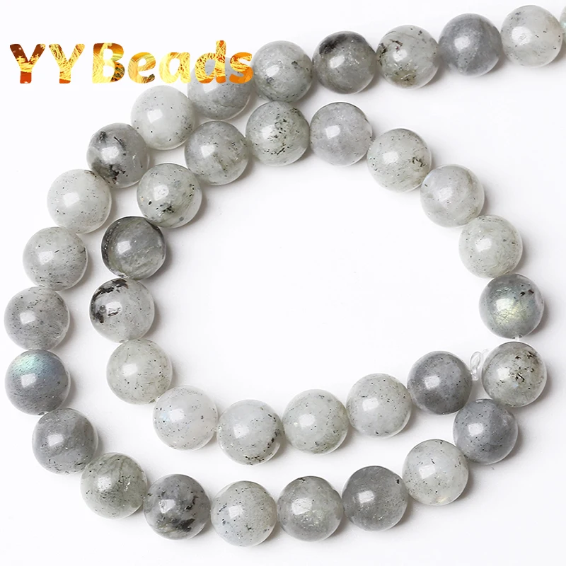 Natural Gray Labradorite Larvikite Stone Beads Round Loose Beads For Jewelry Making DIY Accessories 15\'\' Strand 4/6/8/10/12mm