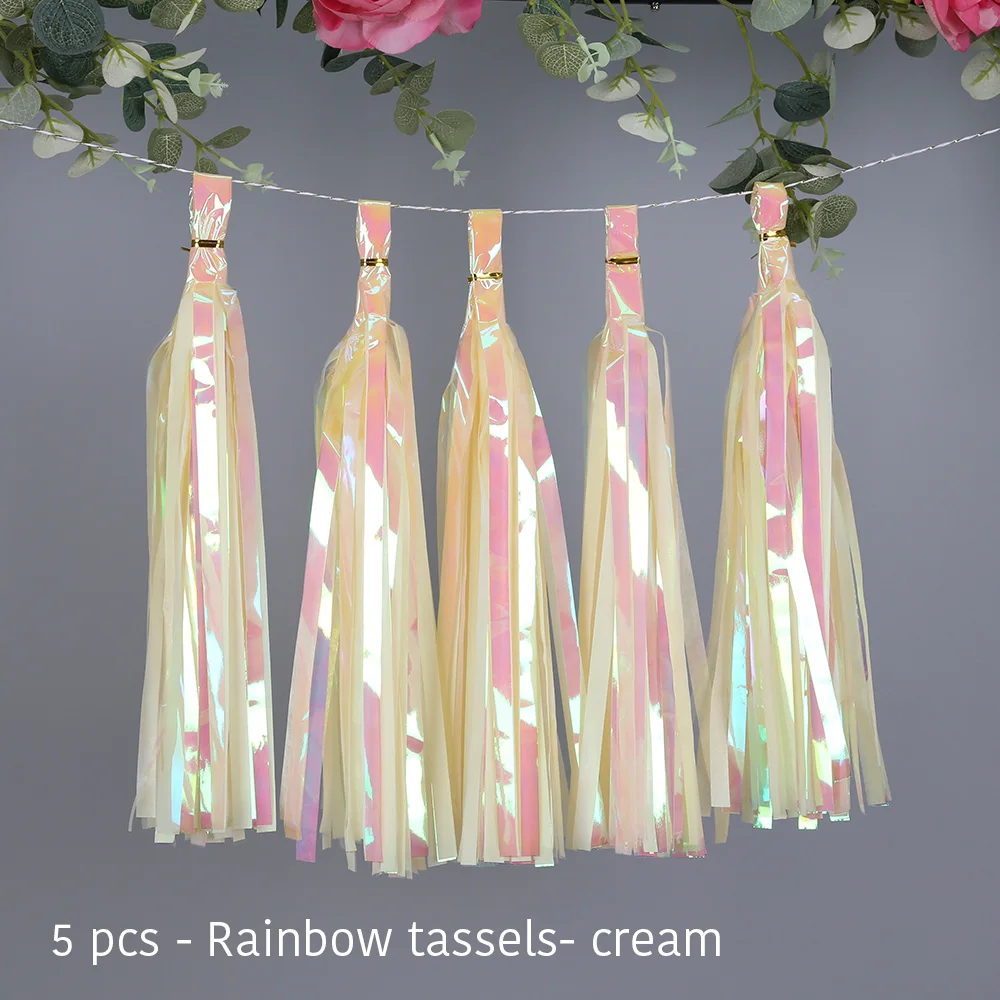 Roségold Schillernde DIY Seidenpapier Quastengirlanden für Babyparty Junggesellinnenabschied Hochzeit Geburtstag Party Dekorationszubehör – Detail 6