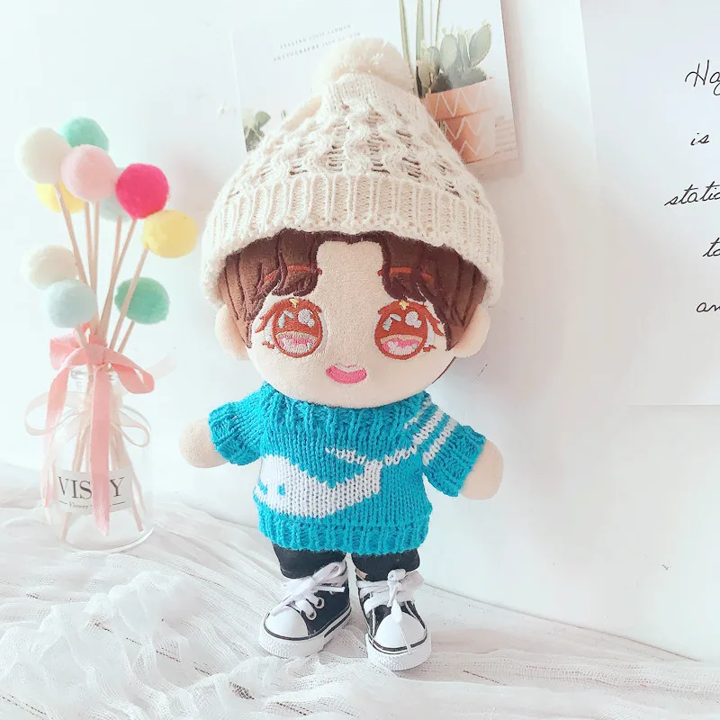 Handsome Doll Clothes 20cm Idol Plush Dolls Clothing Accessories Hat Pants Sweater Stuffed Toys for Korea Kpop EXO Dolls