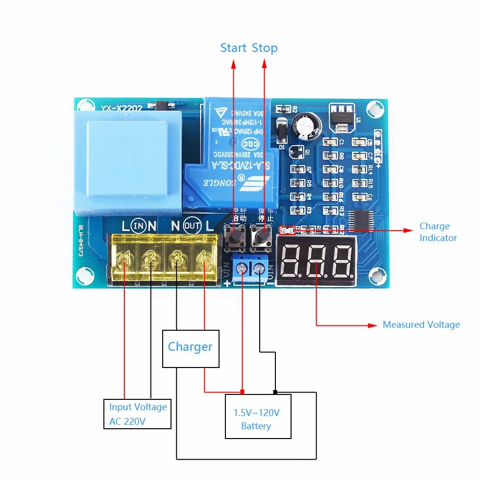 Over-discharge Low Voltage Disconnect Cut Off Board Battery Charger Protection 10A 5V 12V 24V 48V AC 220V UPS Switching Module