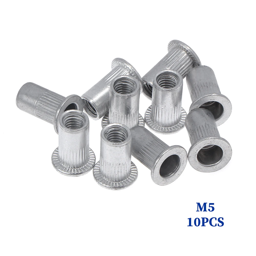 90Pcs M3 M4 M5 M6 M8 M10 Rivet Nut Aluminum Flat Head Rivet Nuts Set Insert Reveting Multi Size Rivet Nuts