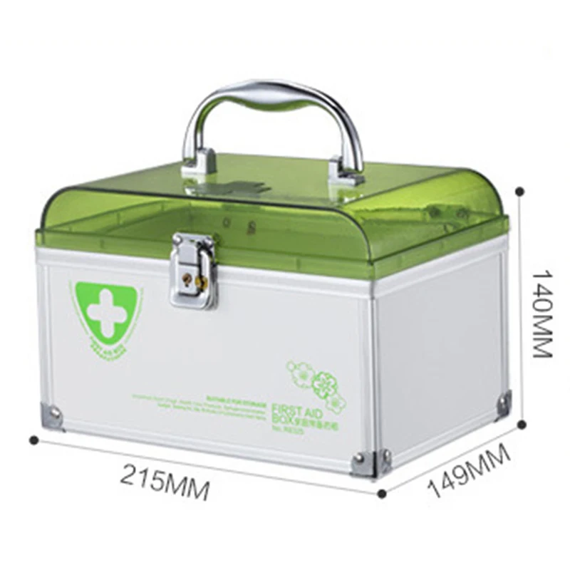 Portable first aid kit, family storage storage box with handle, large capacity, multi-function emergency medicine box