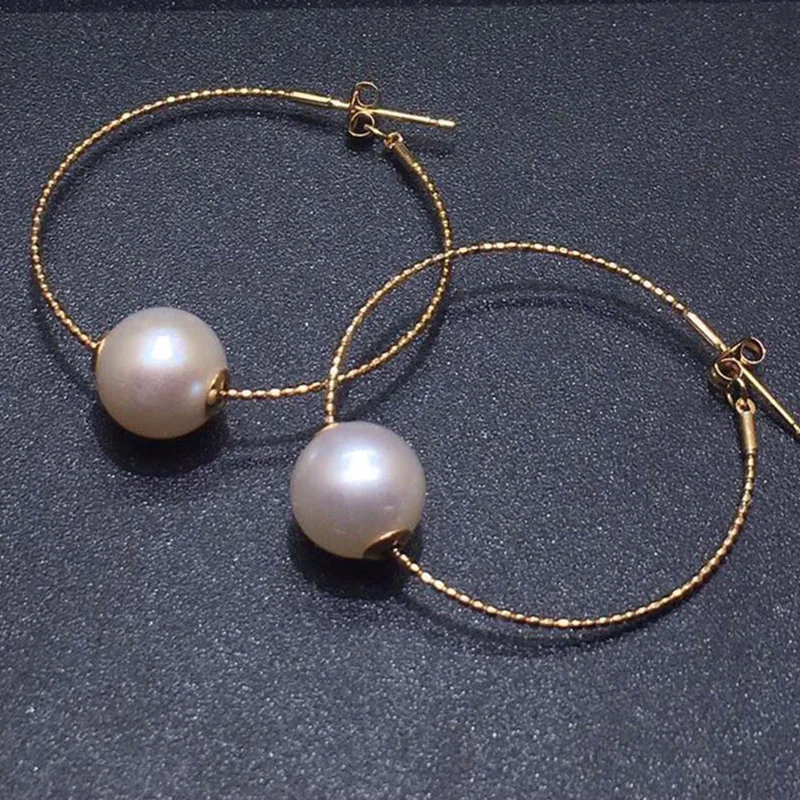 

Серьги MADALENA SARARA 7-8 мм с пресноводным жемчугом и натуральным белым жемчугом 18 карат Au750, женские серьги с геометрическим кругом